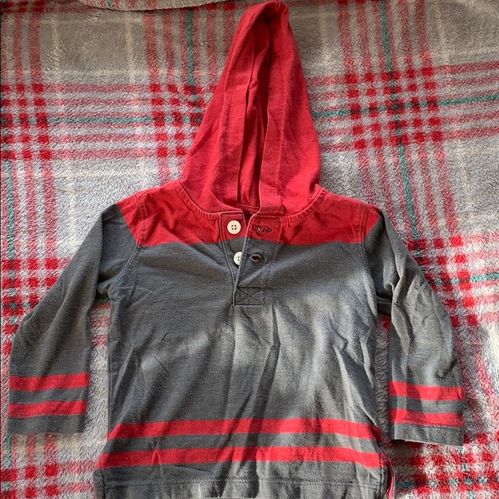 Hooded half button shirt